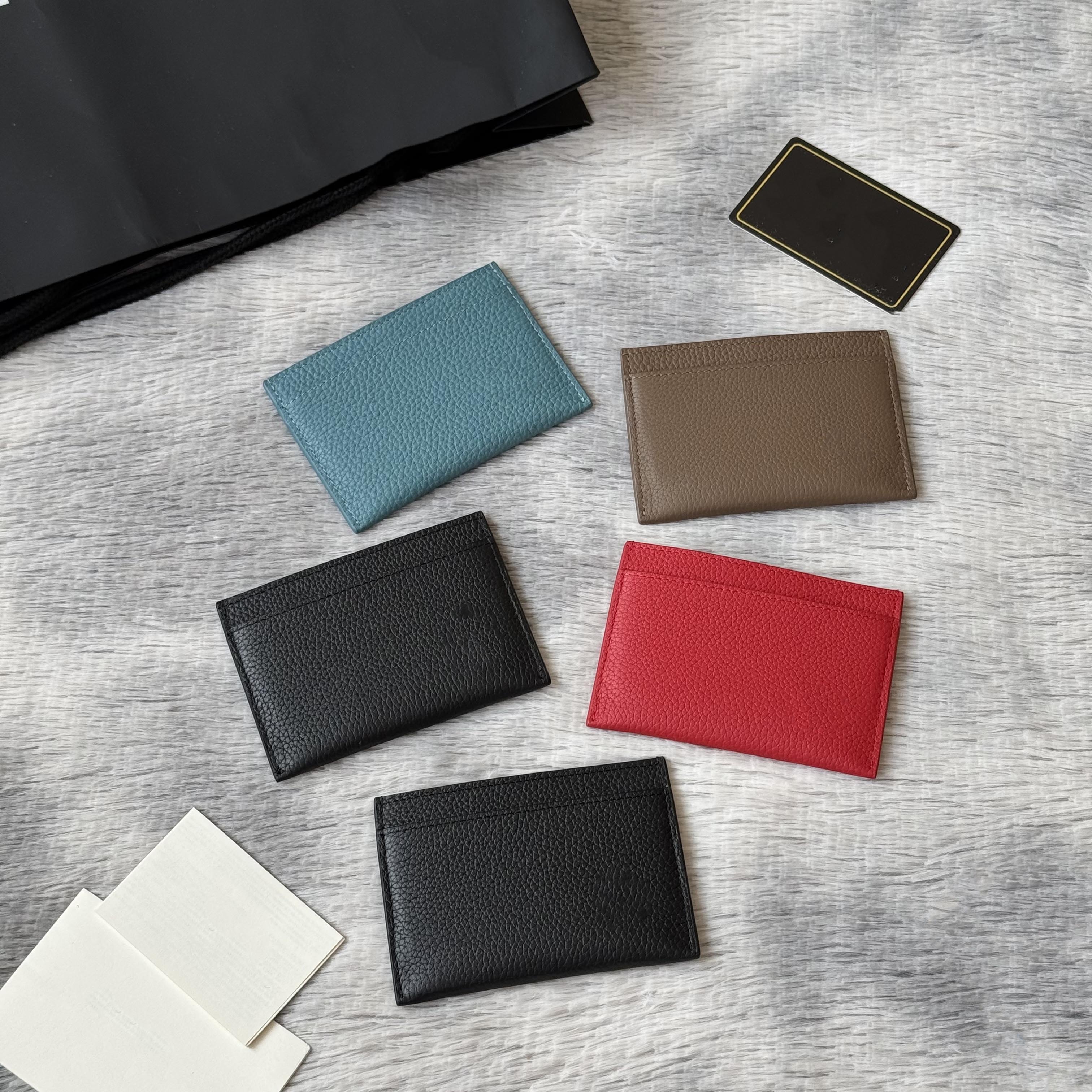 Cowhide designer card holder cf credit card holder top mirror quality purse genuine leather mini wallet women ID case small purse with gift box