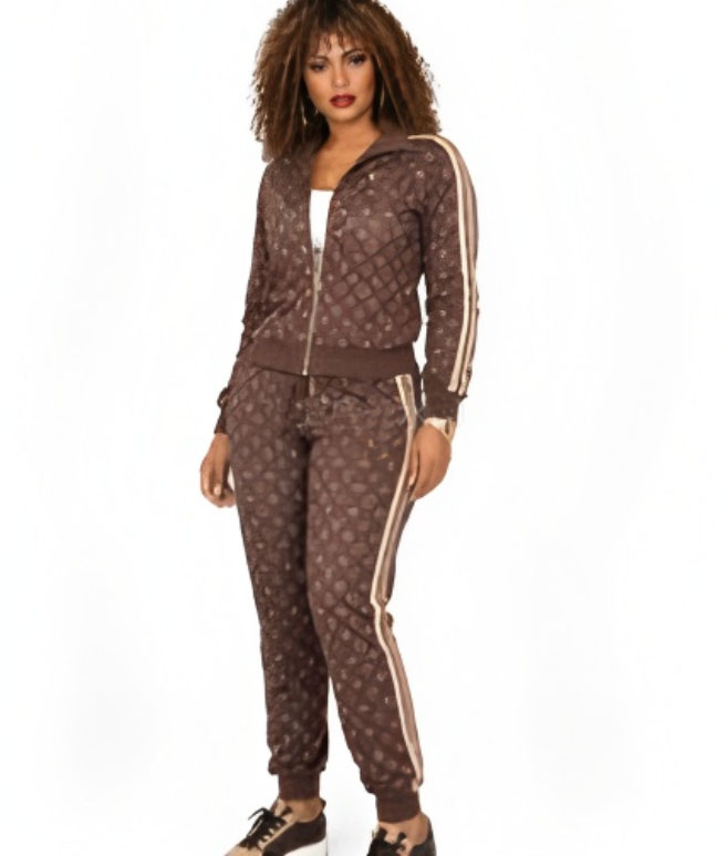 Casual Splicing Tracksuits Women's Ribbed Stand up Collar Zipper Jacket Leg Pants Loose Two Piece Set Sportswear