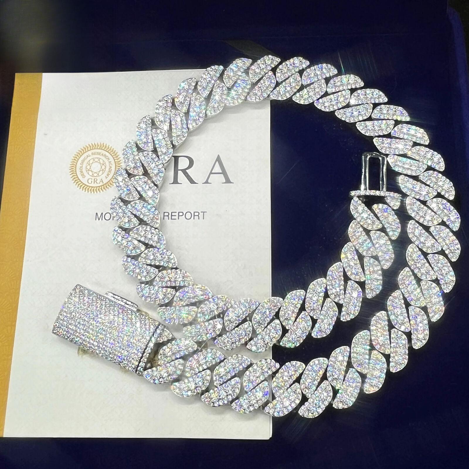 Hot Hip Hop Jewelry Iced Out 18mm D VVS Cuban Link Chain Mens Rapper Sterling Silver Moissanite Necklace