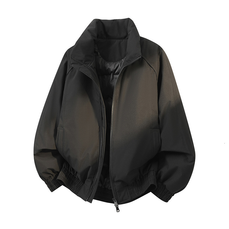 Men's Down Winter Youth Thickened Fleece Warm Coat Loose Cotton Padded Jacket Trendy Honglu Men's Winter Casual Cotton Coat