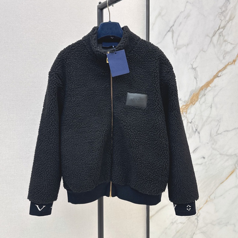 Black Fleece Jacket Women Stand Collar Oversized Zipper Warm High End Coats Winter Patchwork Thick Soft Common Unisex Jackets
