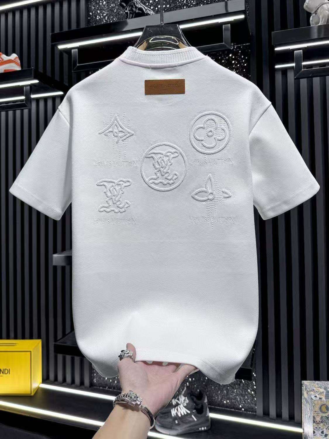 mens designer clothes t shirt Men's Fashion Embroidered T-Shirt Heavyweight Cotton Crew Neck Casual Streetwear Top All Seasons
