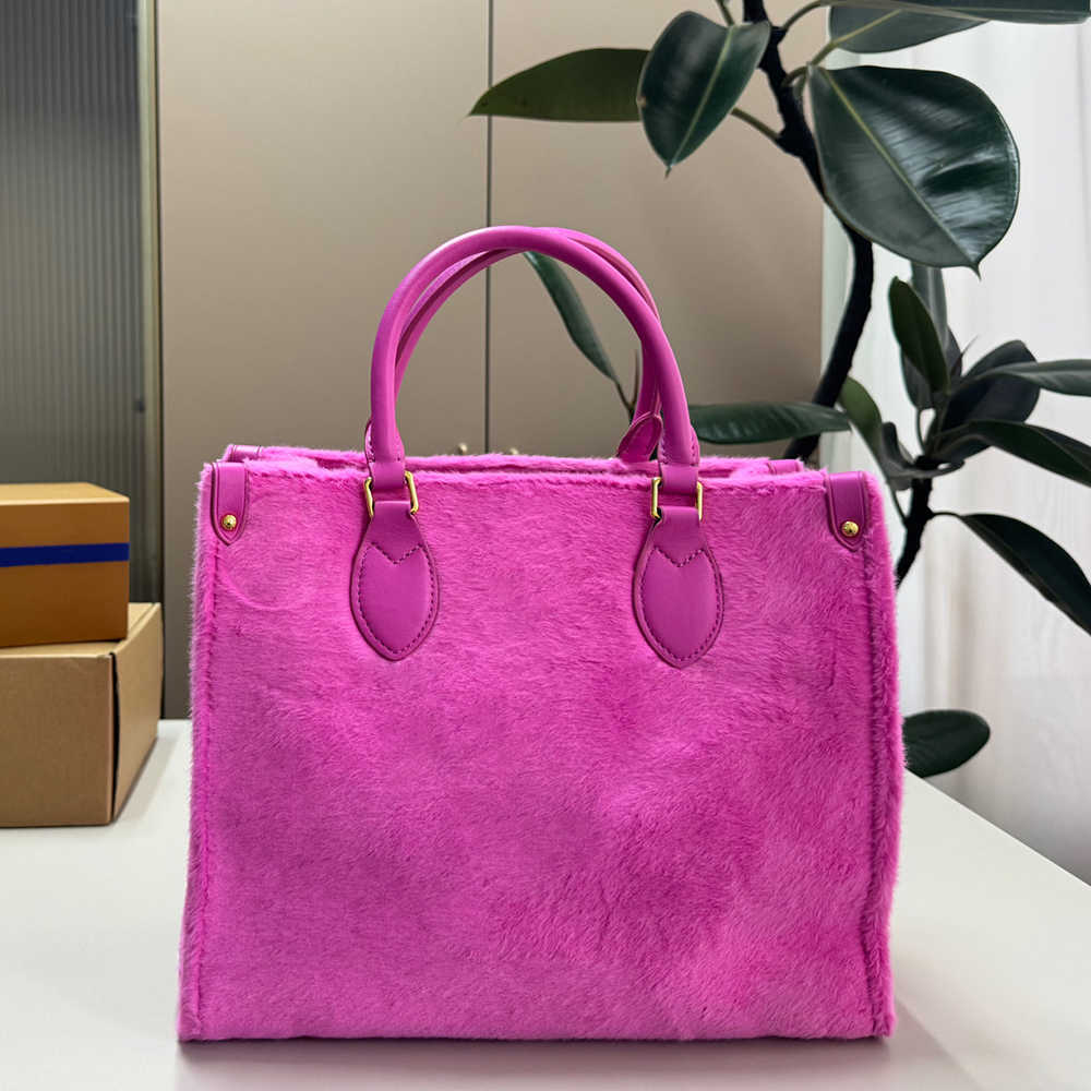 Furry Tote Bag For Women Soft Plush Fur Designer Totes Top Handle Handbag Large Capacity Ladies Shopper Purse Autumn Winter Work Shoulder Bags 26101