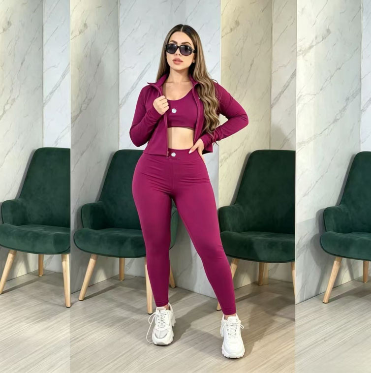 Fashion women's casual Tracksuits designer embroidered short jacket vest jogging pants tight-fitting yoga three piece set