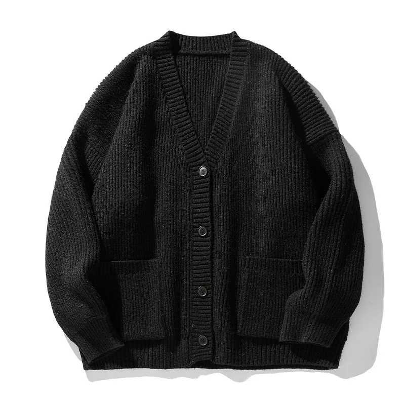 winter Men's autumn new and Japanese style cardigan sweater women's V-neck sweater loose soft knit coat brown M261016