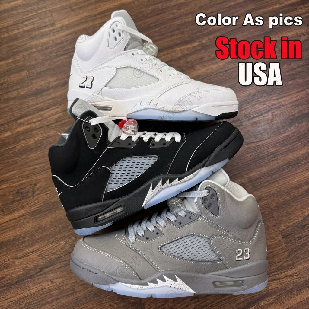 Wolf Grey 5s Designer Basketball Shoes 5 Black University Blue White Metallic Sunset Black Carolina Grape Racer Blue UNC Oreo Raging Bull Midnight N