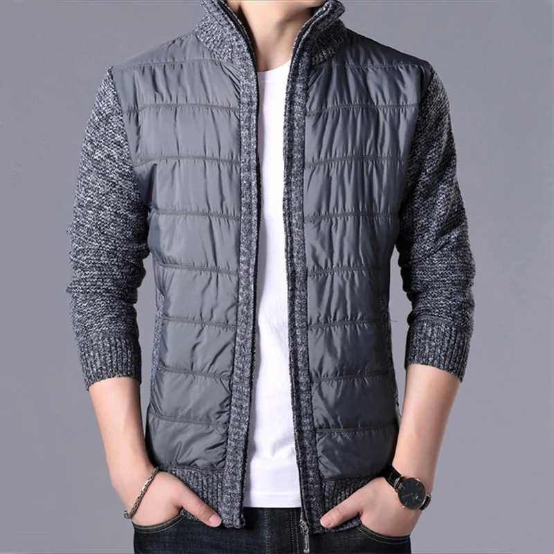 Warm Winter Thick Cardigan Men Sweater Coat Fashion Patchwork Slim Knitted Cardigan Sweater Mens Casual Cardigan Outerwear Man M261016