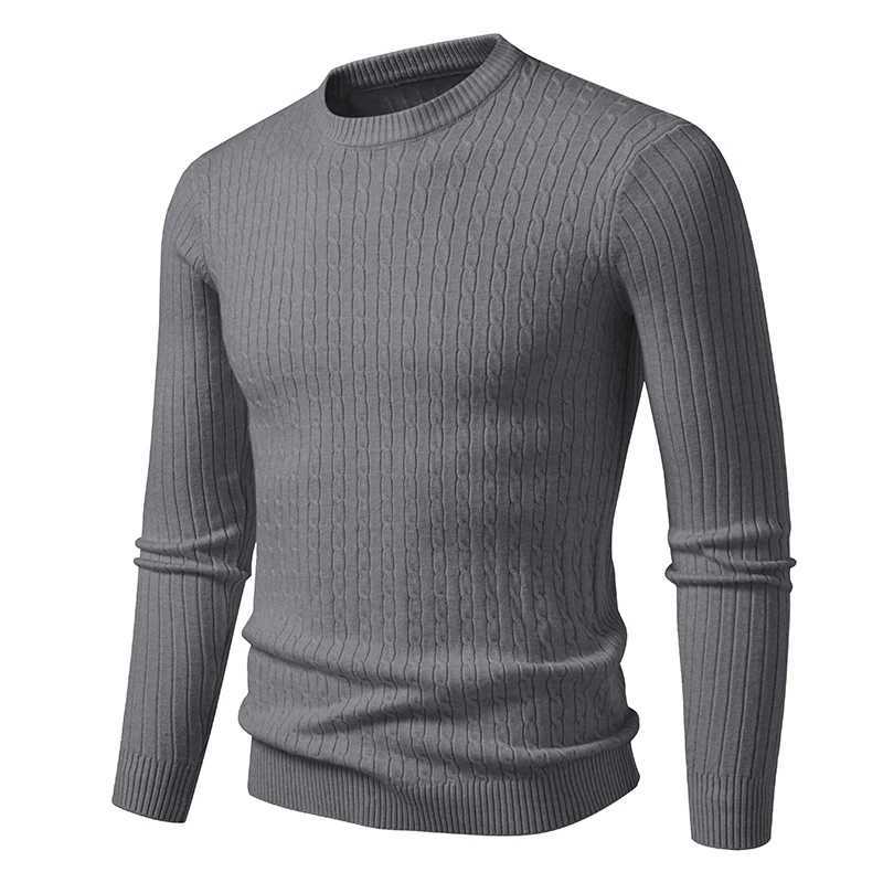 Men's Sweater Winter Round Warm Neck Sweater Slim Fit Pullover Sweater Men's Knitted Inner Top M261016
