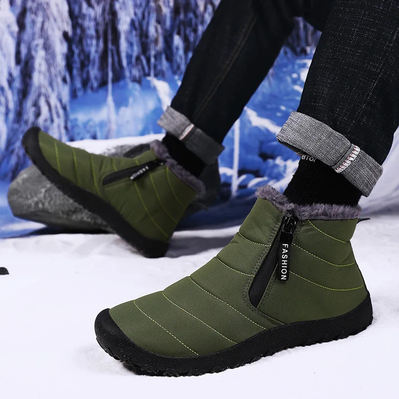 Men's Ankle Boots Men Fur Zip Shoes Man Women Winter Shoe High Quality Mens 2026 Waterproof Outside Boot Plus Size 45 47 48 260917