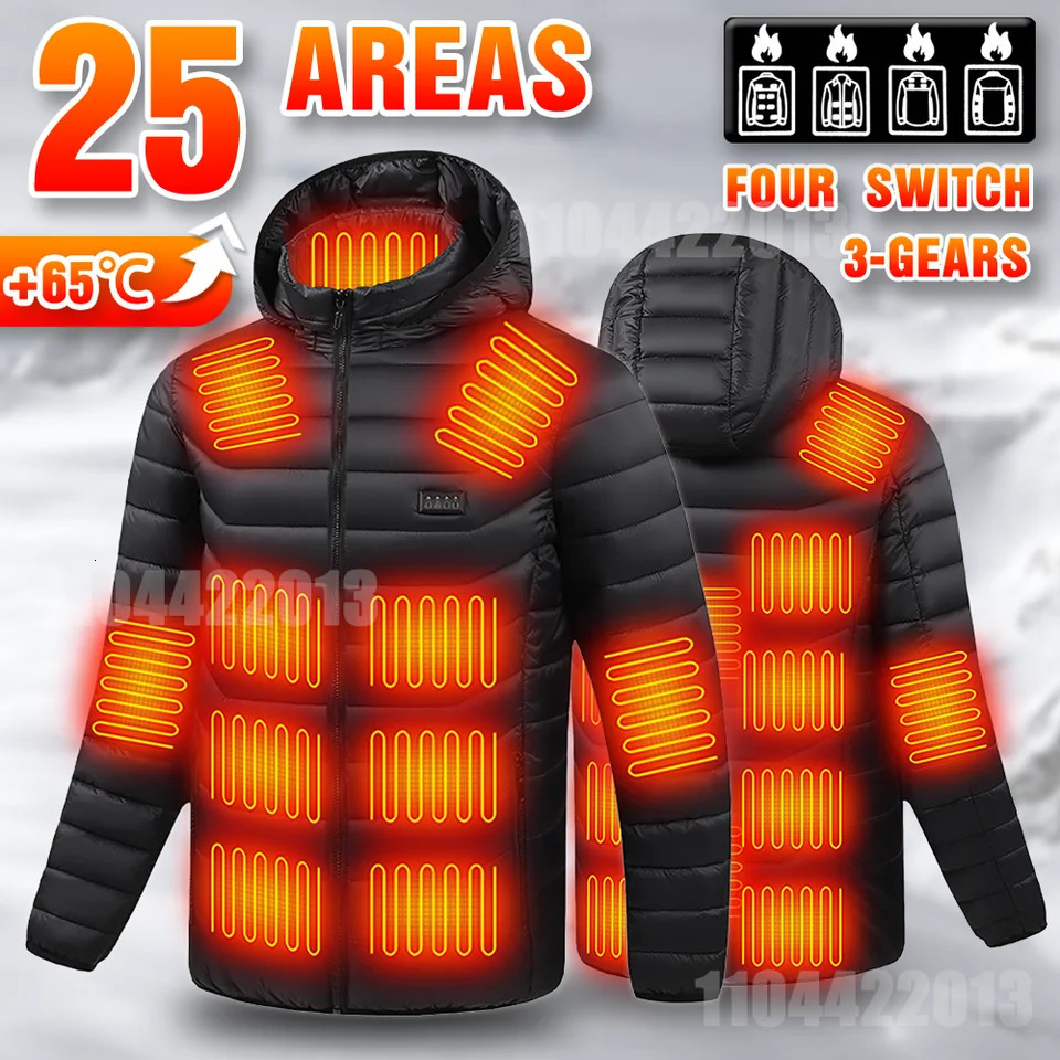 USB Electric Heated Jacket 25 Areas Thermal Self Heating down Coat for Men And Women Hiking Camping Ski Winter Warm Outdoor Acti 261019
