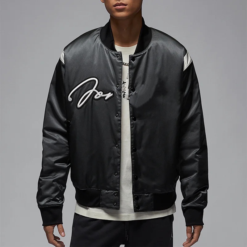 Men's and Women's Casual Loose Stand Collar Satin Warm Short Baseball Shirt Cotton Jacket Coat Embroidered Logo HF9298