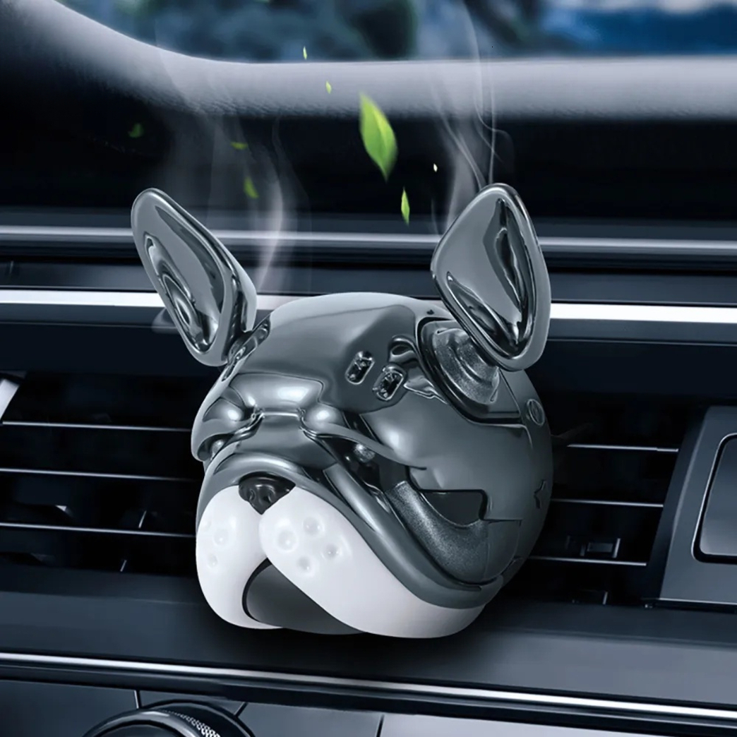 Car Interior Hook Accessories Car Air Freshener Flavoring Perfume Fragrance Diffuser Vent seat back Scents Cute Bulldog Head Auto Interior Deco Head