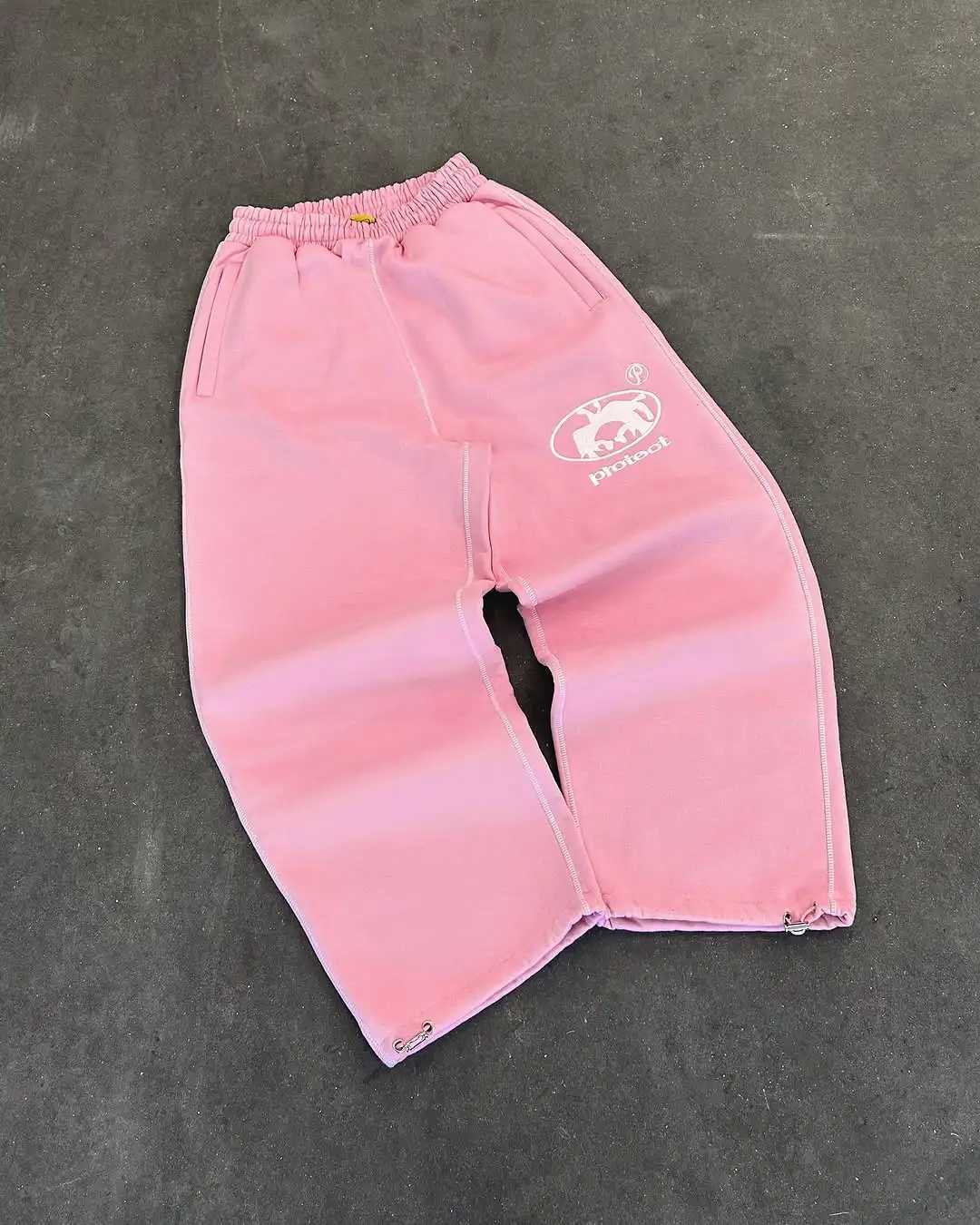 Man Y2k Pants Joggers Men Streetwear Embroidered Pink Long Sweatpants Cargo Clothing Casual Police Trousers American Harajuku T261019