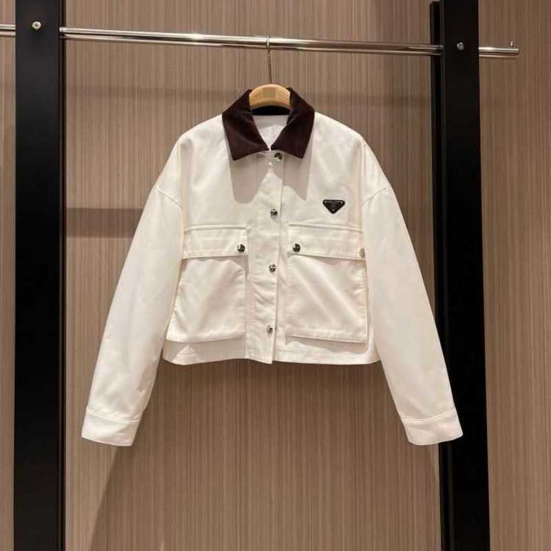 Women's Jackets Designer 2026 New American Style Workwear Turn-down Collar Jacket With Contrasting Colors E7Y0