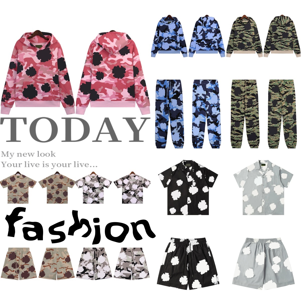 designer denim hoodie men hoodie designer hoodie fashionable foam printed letters flower jogger casual drawstring pants round neck tracksuit street