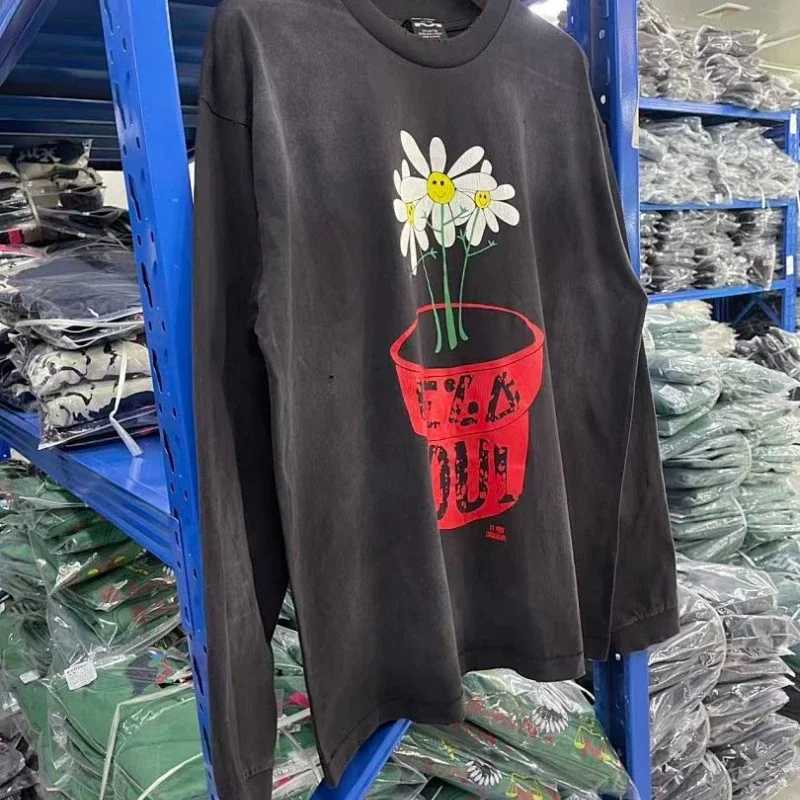 Arrival Washing Saint Printing Long Sleeve Men Women Oversize Outdoor High Quality Round Neck Fashion T-shirt T261019