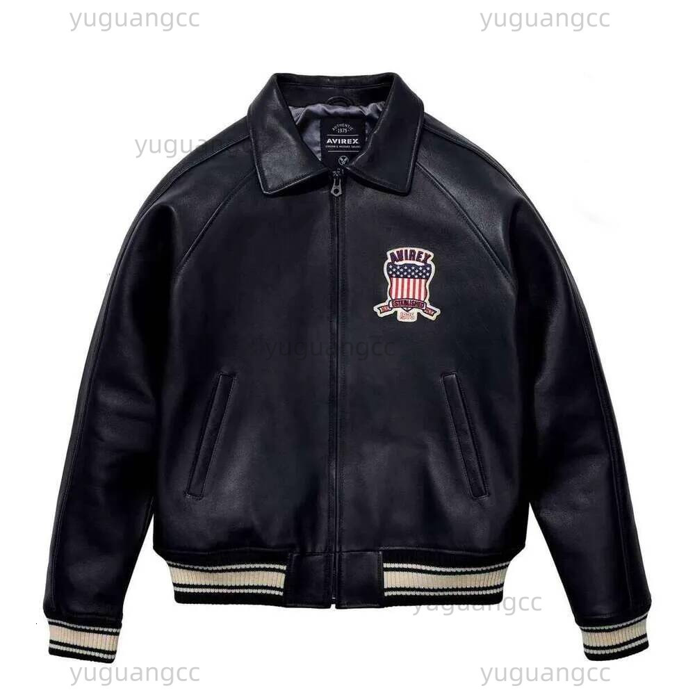 Avirex Leather Jacket Leather Coat Genuine Leather Varsity Jacket Plus Size Thick European Lambskin High Quality Embroidery Jackets Designer Avirex