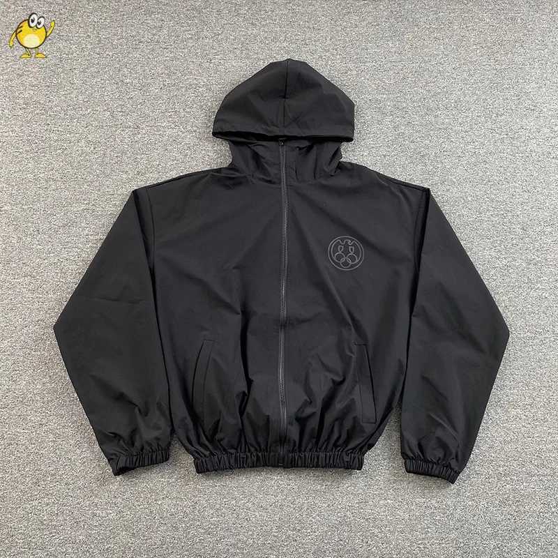 High Street Zipper Sunscreen Outdoor Jacket Men Woman Coats Black White Grey Print Fashion Hooded Outerwear T261019
