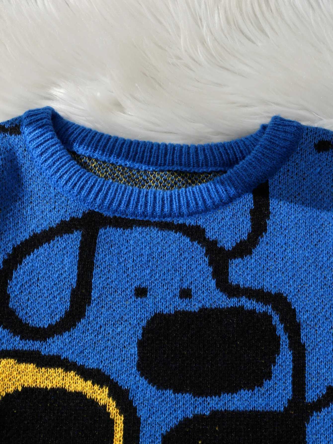Dog Autumn Cute and Winter Jacquard DoubleSided Pattern Pullover Sweater Casual RoundNeck Knit Mens Pullover Sweater Suitable for Daily Wea M261019