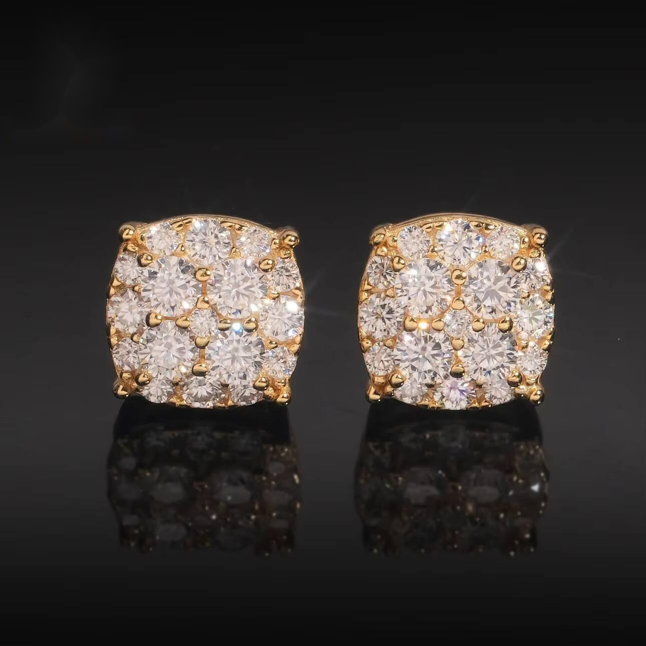 New Arrival 10MM Iced Out VVS Moissanite Diamond Earrings 925 Sterling Silver Hiphop Style Stud Earrings Set for Unisex with GRA