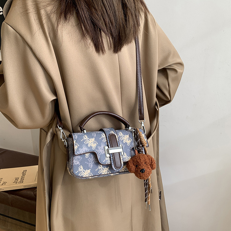 Luxury Brand Designer Bag High-End Single-Shoulder Printed Handbag Women, 2025 New Collection, Niche Design, Stylish Small Square Bag, Suitable For