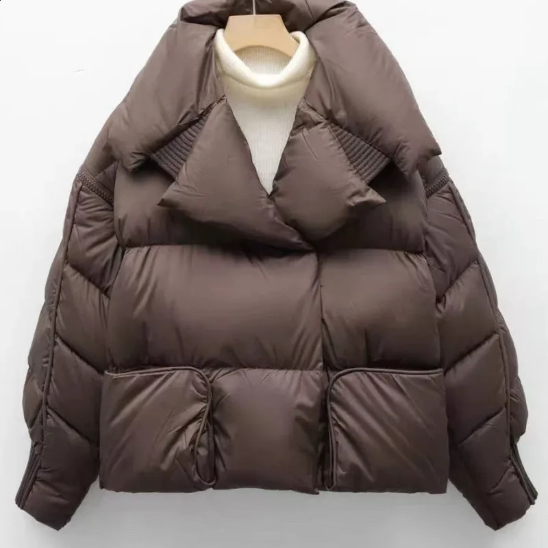 Women's Autumn Winter Arrivals Puffer Jacket Down Jacket Short Length Thickened High-end White Duck Down Turn-down Collar 261014