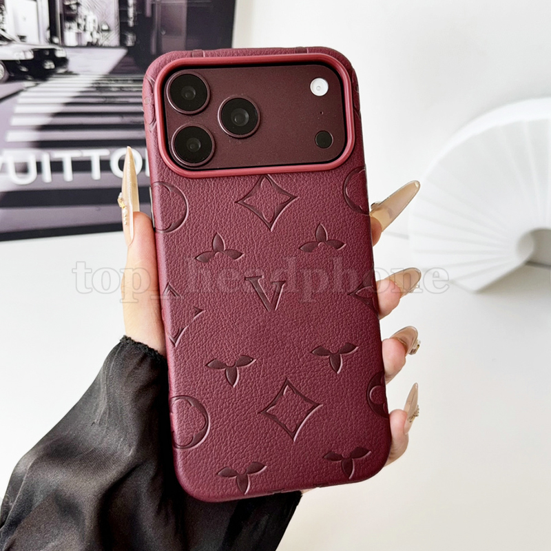 For iPhone 18 Pro Max Burgundy Crossbody Wallet Phone Case Designer 17 Pro max 16 15 14 13 12 Case Card Holder Caviar Leather Quilted Mobile Cover C