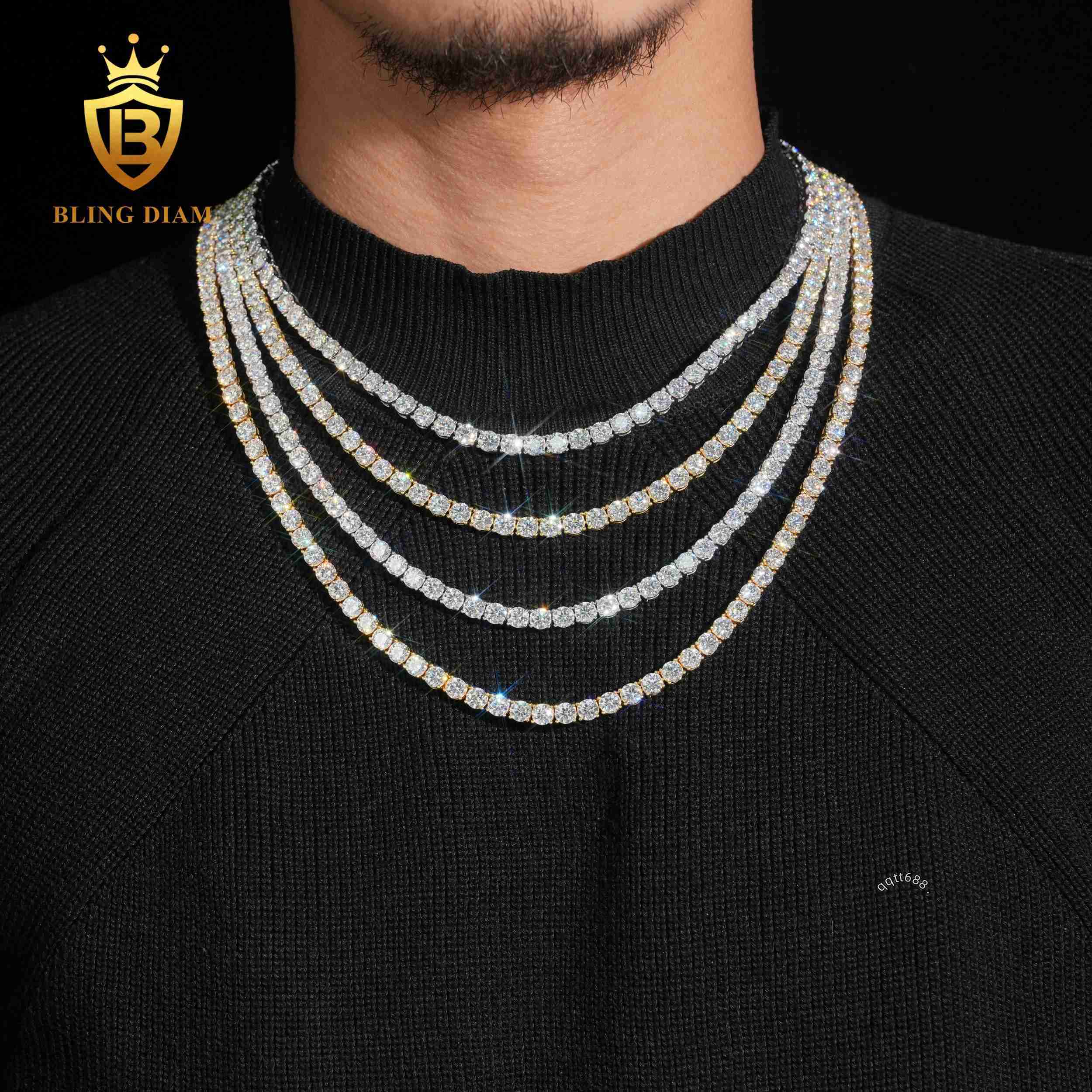 Wholesale 3mm 4mm 65mm Tennis Chain 925 Silver Moissanite Tennis Bracelet VVS Round Moissanite Bracelets Fine Jewelry Men Women