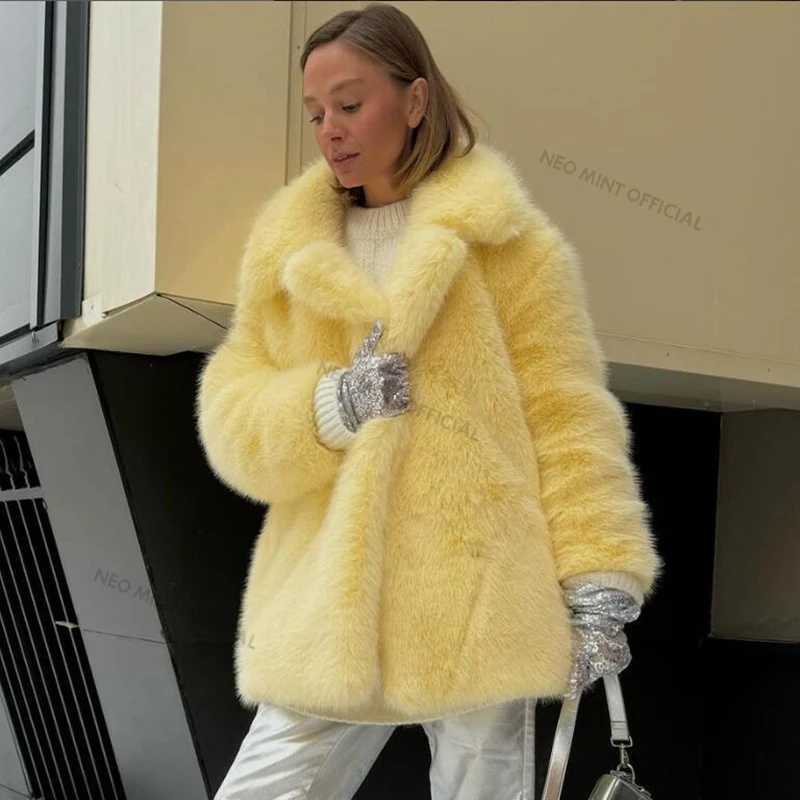 Mint Neo Women Winter 2024 Quty Fur Coat Thicken Warm Overcoat Outerwear Hot Girls Solid Long Fur Jacket S261016MCH3