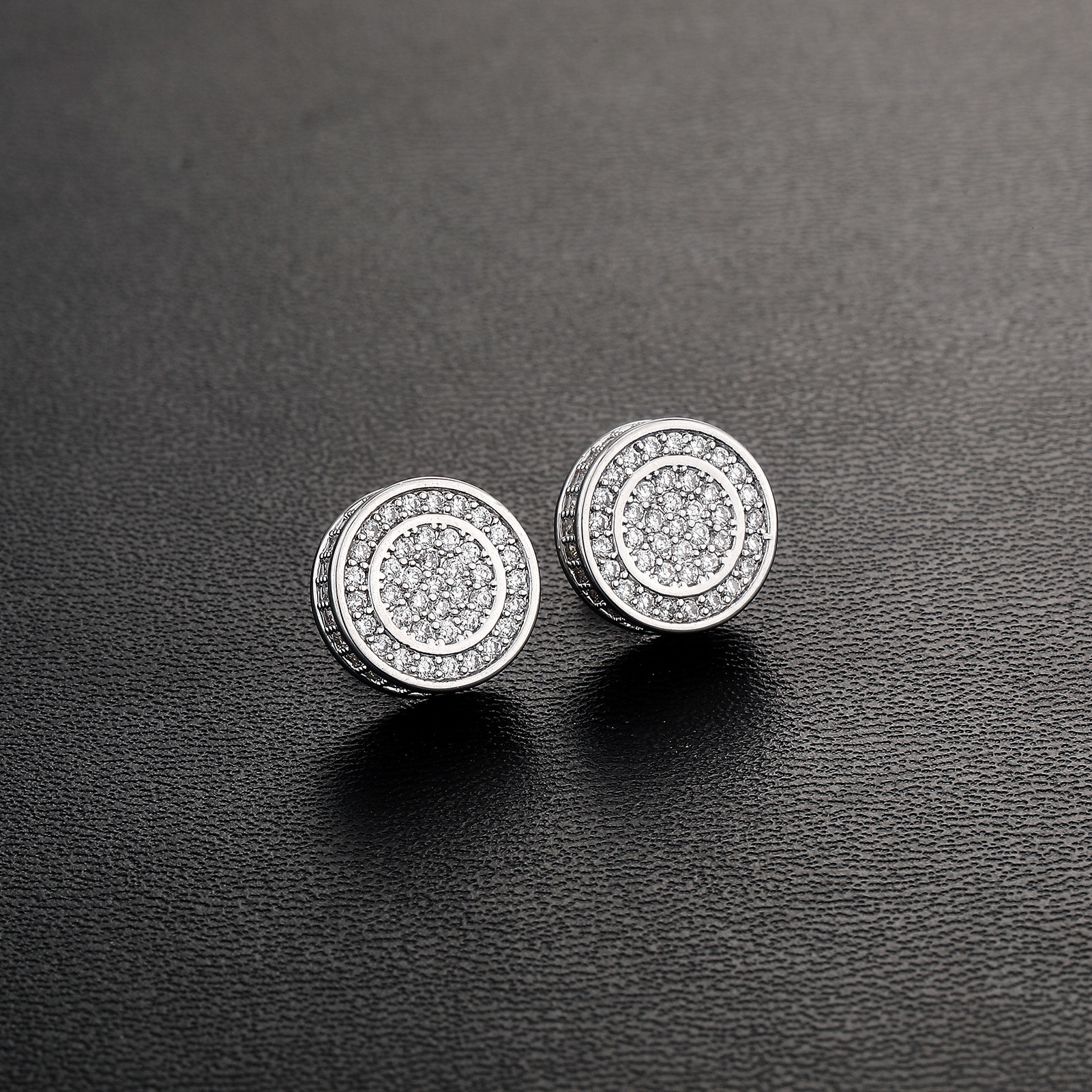 Luxury Iced Hip-hop two-tone micro-inlaid moissaniteia earrings, Out D VVS Diamond gold-plated double-layer moissaniteia, S925 silver pin, rap-style