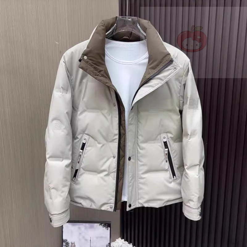Mens Workwear Style Stand Collar Down Jacket Casual Thickened Warm Winter Outerwear