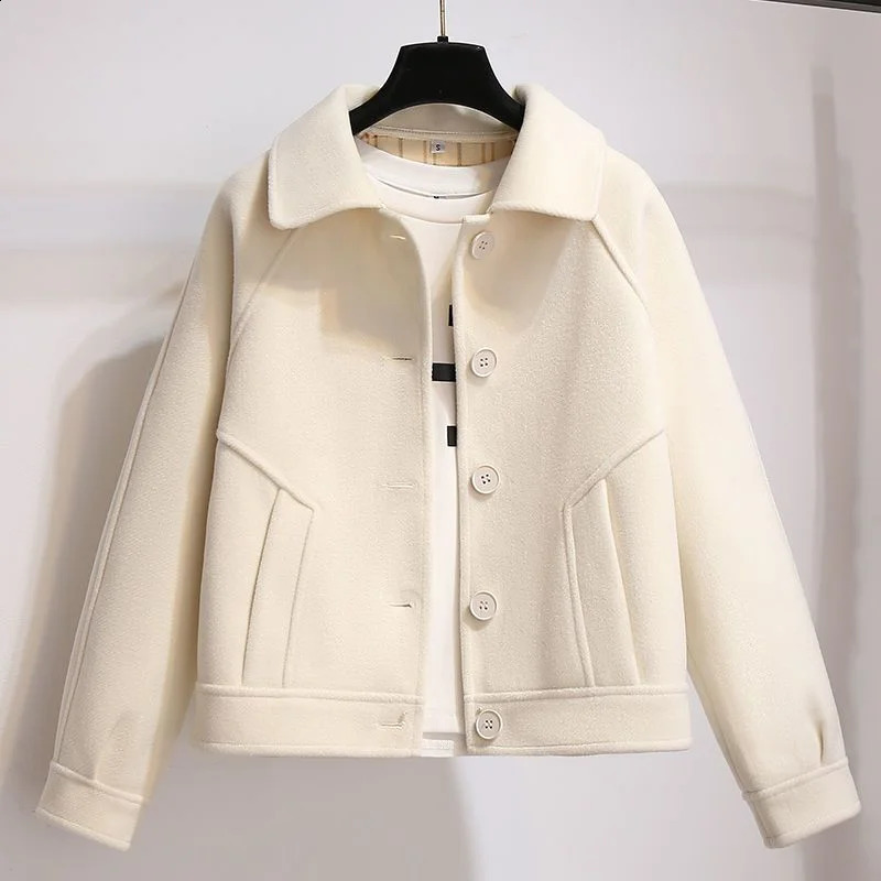 Women's Short Spring and Autumn Korean Loose Tweed Coat Retro Jacket 261014