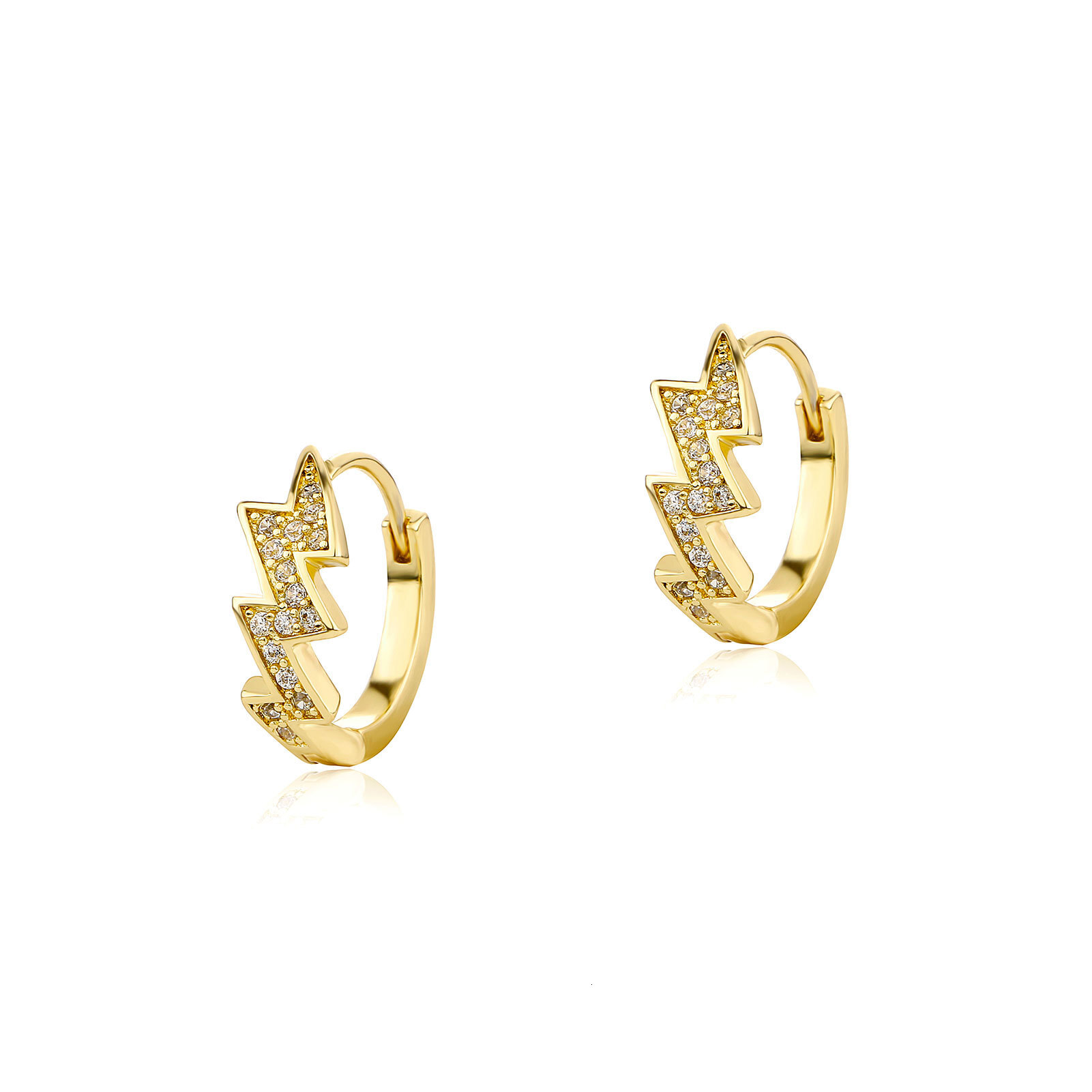 Diamond-studded lightning earrings, street Out D VVS Diamond style, personalized hip-hop Luxury Iced wave moissanite trendy electrocardiogram couple