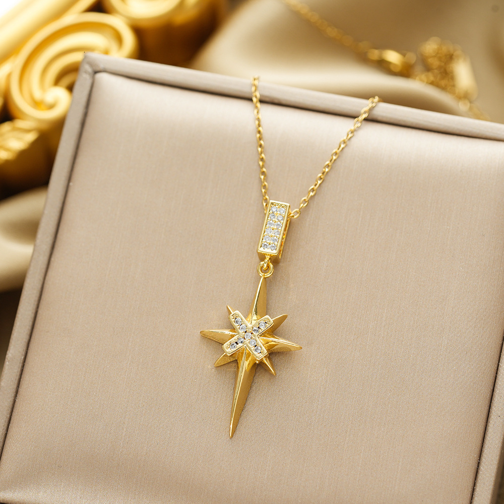 Luxury Brand Designer Jewelry European American Style, Delicate Eight-Pointed Star Necklace, Fashionable Trendy, With A High-End Feel, New Summer De