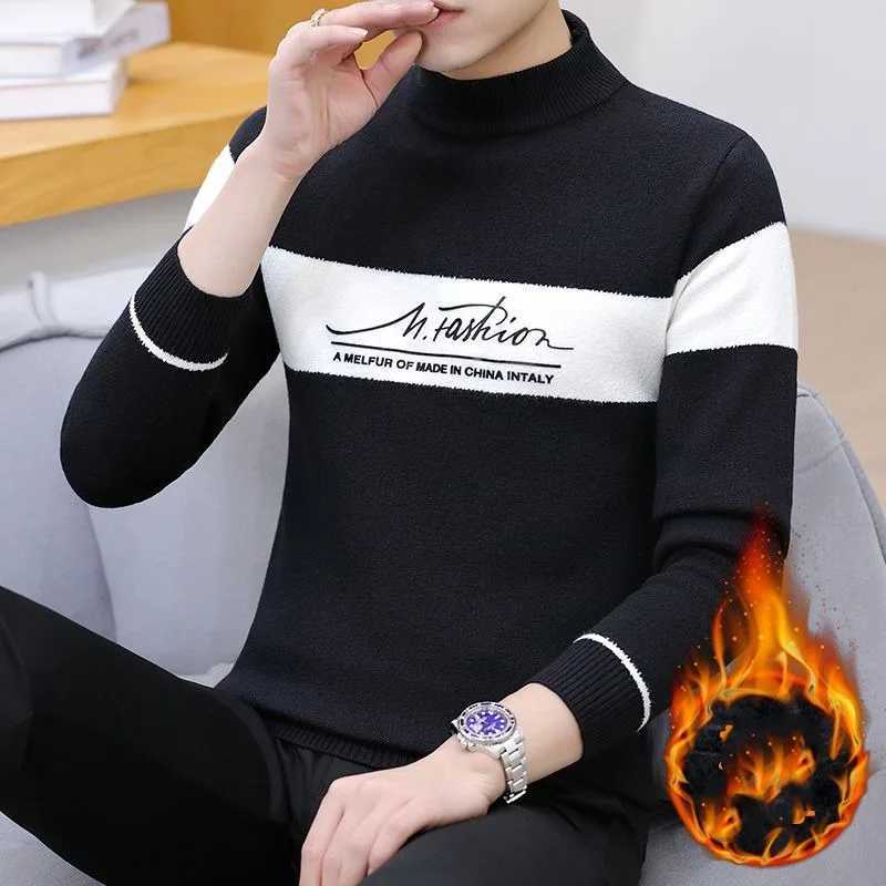 Pullover Men's Solid Autumn Winter Round Neck Flocked Letter Embroidered Long Slve Sweater Knitted Casual England Style Tops M261016