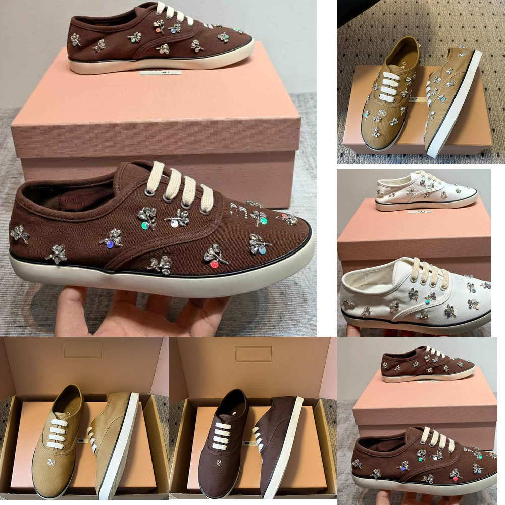 Designer Luxury Brown Embroidery Rhinestone Crystal Low Top Sneaker Lace Shoe Rubber Sole Casual Fashion Womens Comfort Quality Modern Stylish Red B