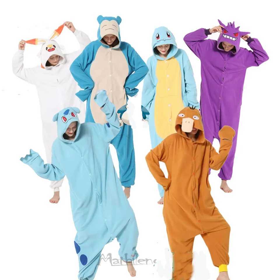 Adults Cartoon Kigurumi Bulbasaur Onesie Cosplay Come One-Piece Pajama New Year Gift Full Body Pijama Christmas Sleepwear T261019