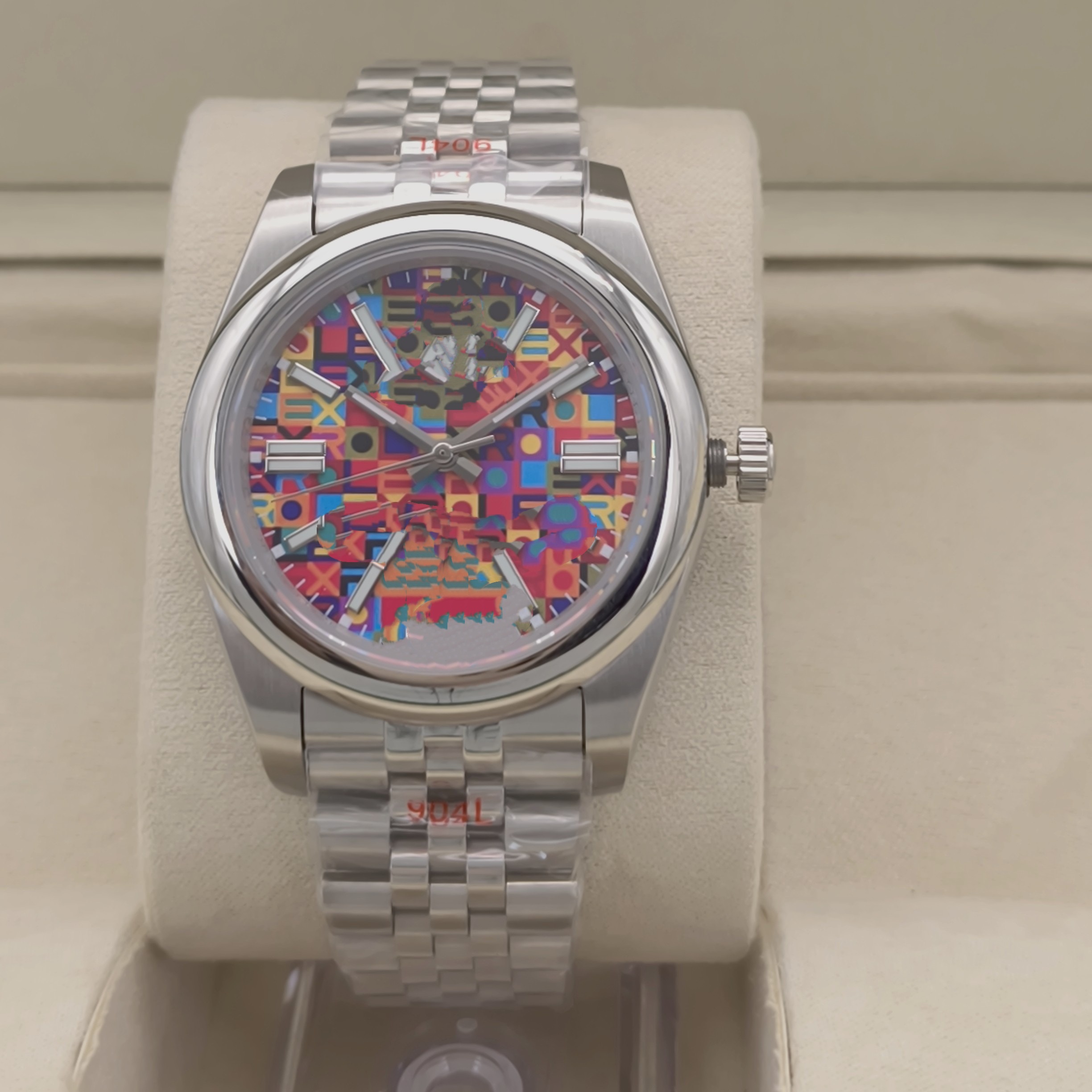 2026 New High Quality Watch Date: 2836-4 41MM Colorful dial Smooth bezel 5-link Sapphire dial Waterproof Silver Watch