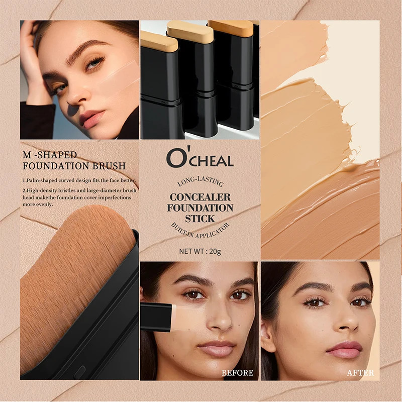 Two In One Concealer Foundation Stick Facial Matte Waterproof Bronzer Contouring Face Coverage izing Makeup Cream 261009