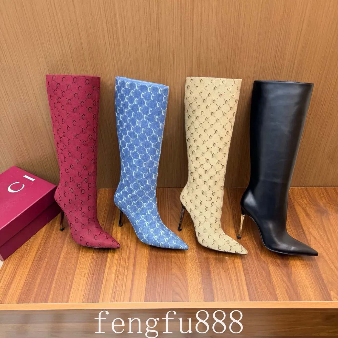 Designer Women's high-heeled boots, Women's Luxury Pointed Toe Thin High Heel Long Boots, Autumn Winter Boots, Free Shipping, Size 35-41