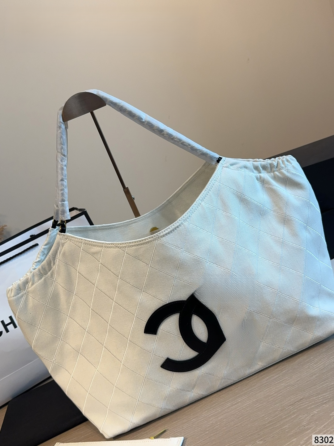 Designer Women Large Capacity Diamond Quilted Canvas Tote Bag, Big Logo Casual Shopping Shoulder Handbag, Summer Daily Travel Beach Purse