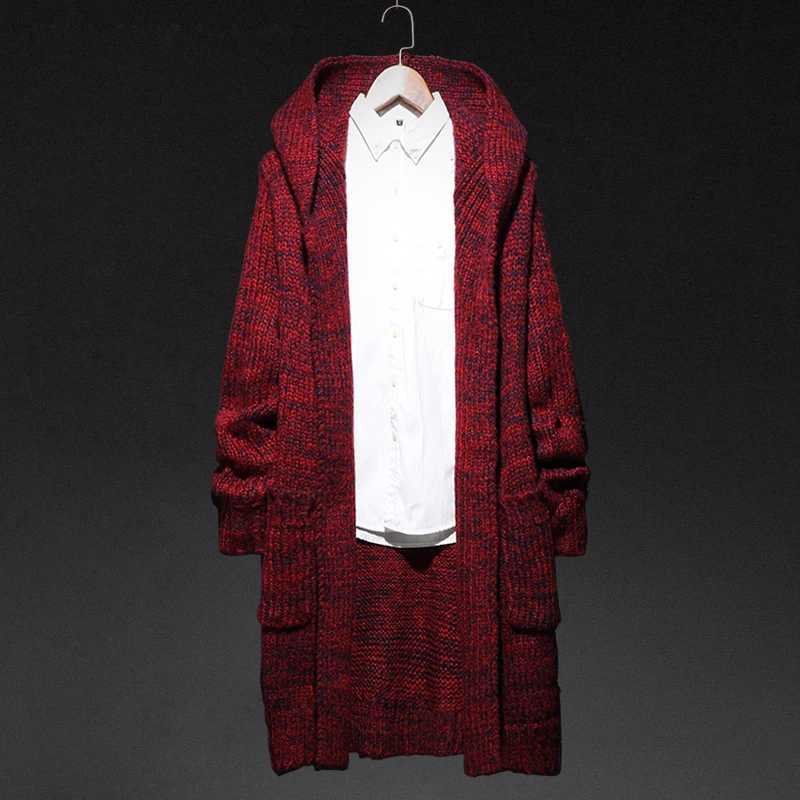 Long Men Fashion Autumn Winter Knitted Cardigan Loose Sweaters Cloak Men Hip Hop Christmas Hombre Good Quty Pullover M261016