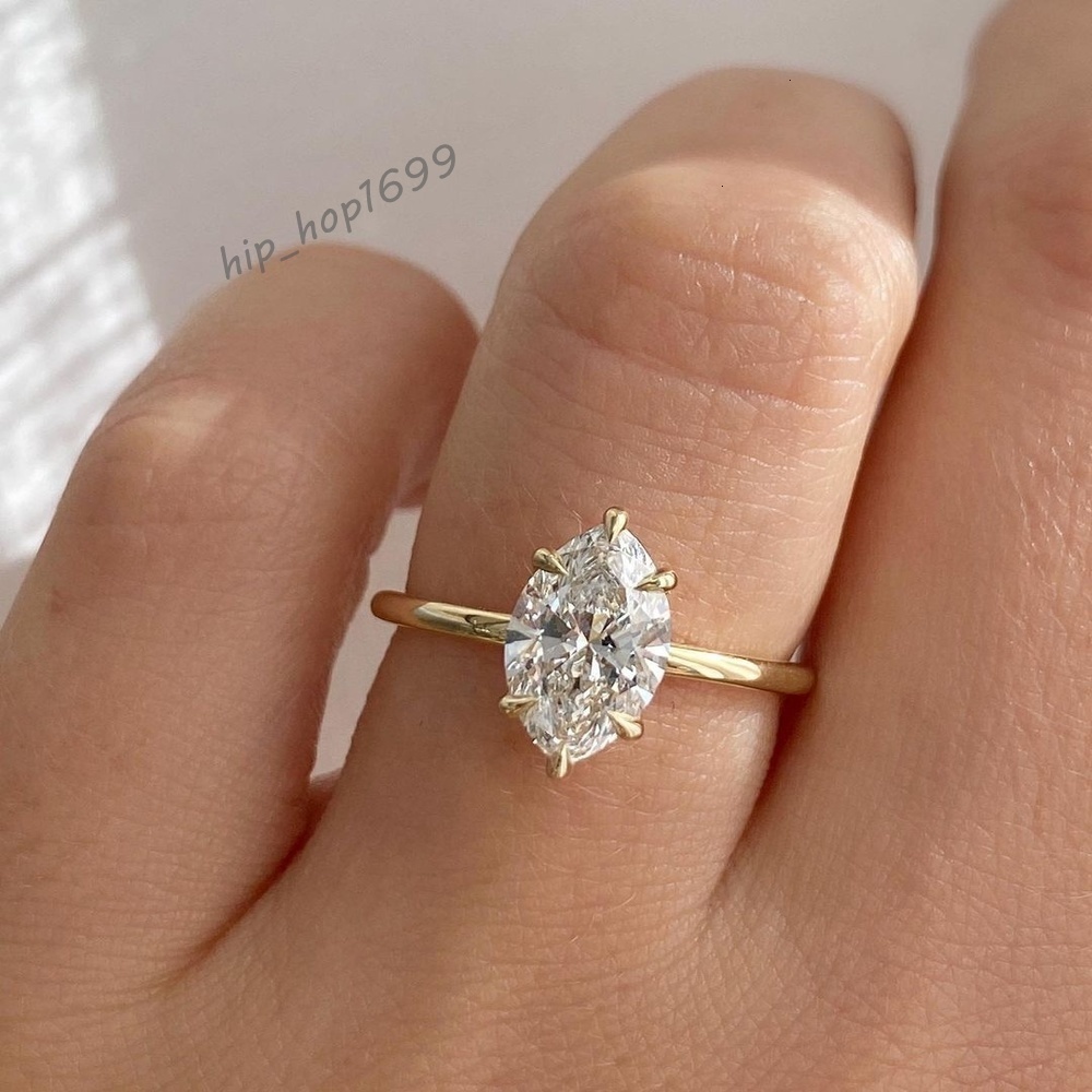 with IGI Certified CVD HPHT Lab Created Grown Diamond Marquise Cut 10k 14k 18k Solid Gold Engagement Rings Ring Set