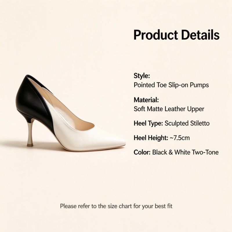 Designer High Heels Elegant Women Two Tone Pointed Toe High Heels High Quality Leather Shoes Dress Shoes Perfect for everyday office wear dates part