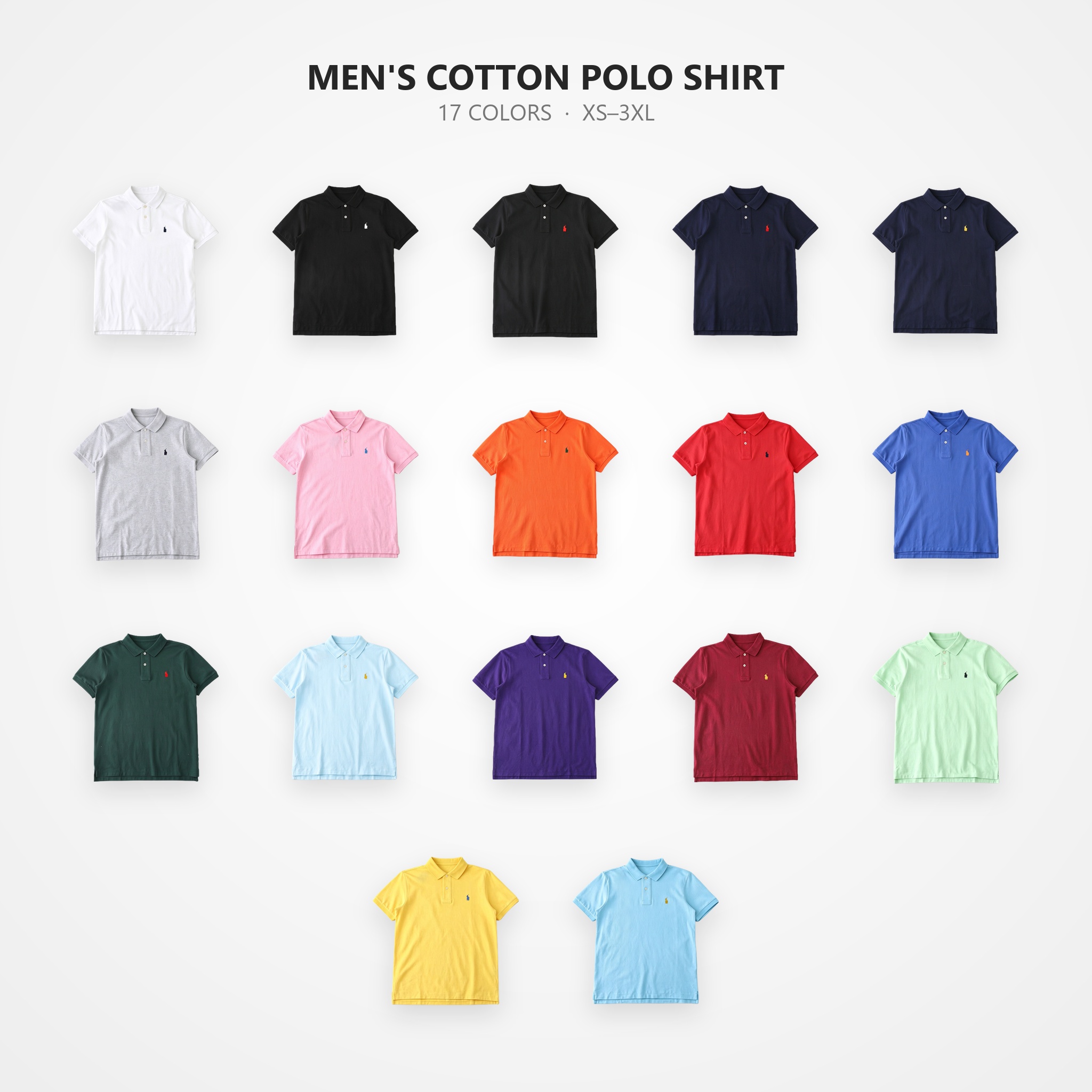 Men's Plus Size Polo Shirt Short Sleeve Cotton Pique Big Tall Slim Fit Casual Business Golf Work Embroidery Solid Color Summer Tops XS-3XL