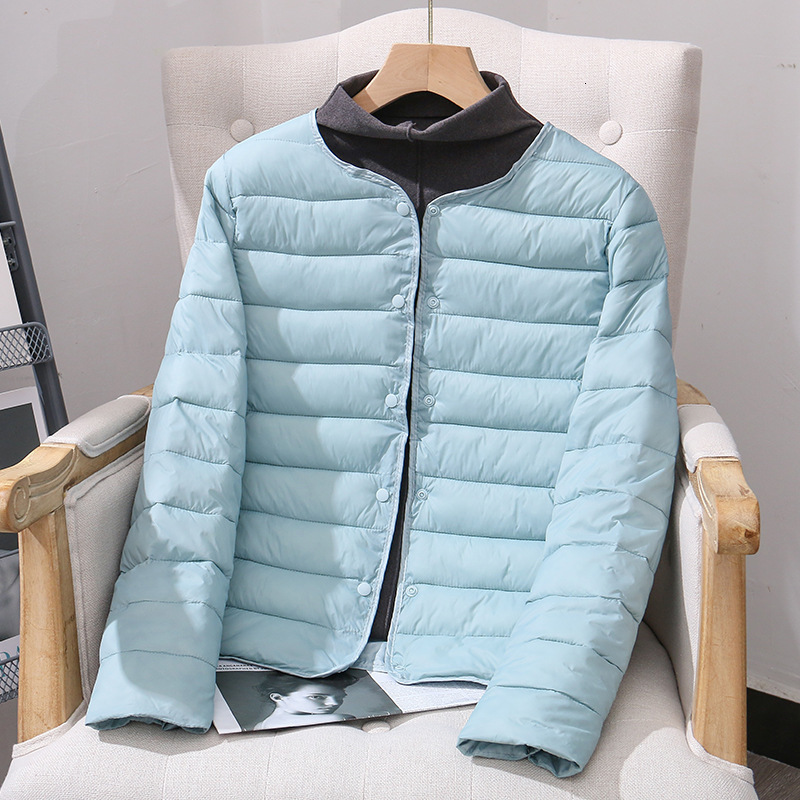 Women Puffer Down Jacket Coat Lightweight Down Cotton Women Fall/Winter Fashion Round Neck Warm Short Jacket Vintage Versatile Cotton-Padded Coat
