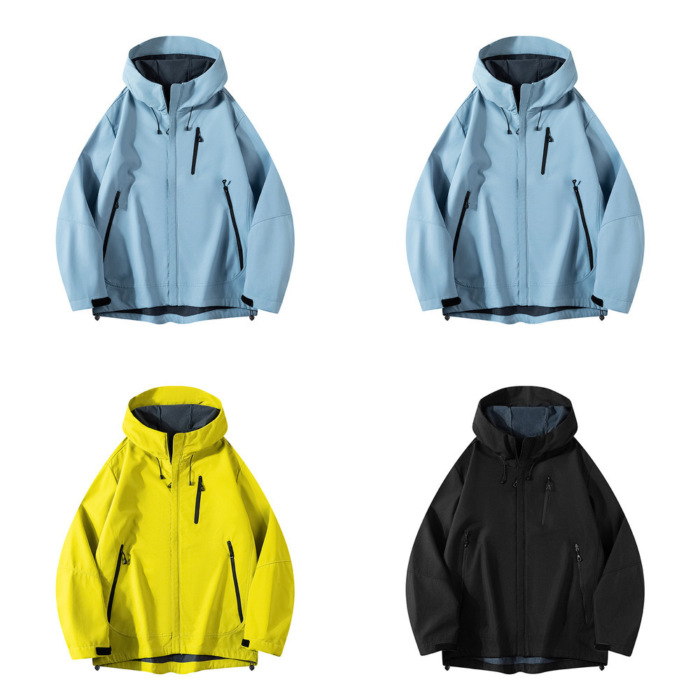 2025 outdoor windbreaker couple jacket spring and autumn new soft leather high-quality hooded mountaineering jacket