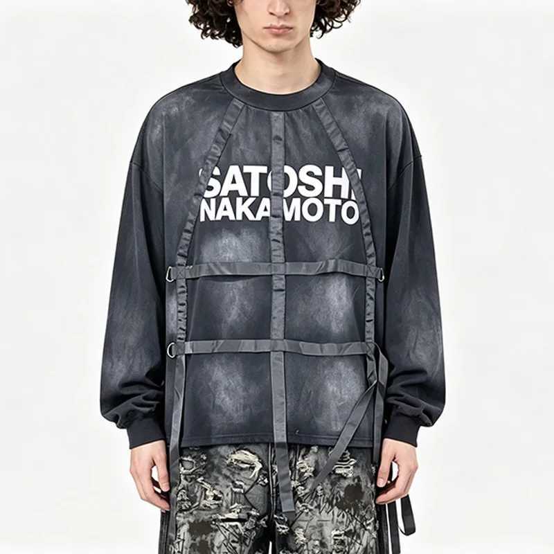 Washed Black Satoshi Nakamoto Long Sleeve T Shirt Men Woman High Street Splice Casual Loose Fashion Cotton New Top Tee T261019