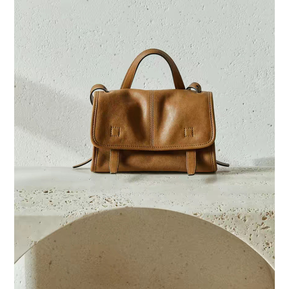 Vegetable-Tanned Cowhide Messenger Mini Handbag, Single-Shoulder Crossbody Commuting Vintage Genuine Leather Women's Bag, New Model Kl928