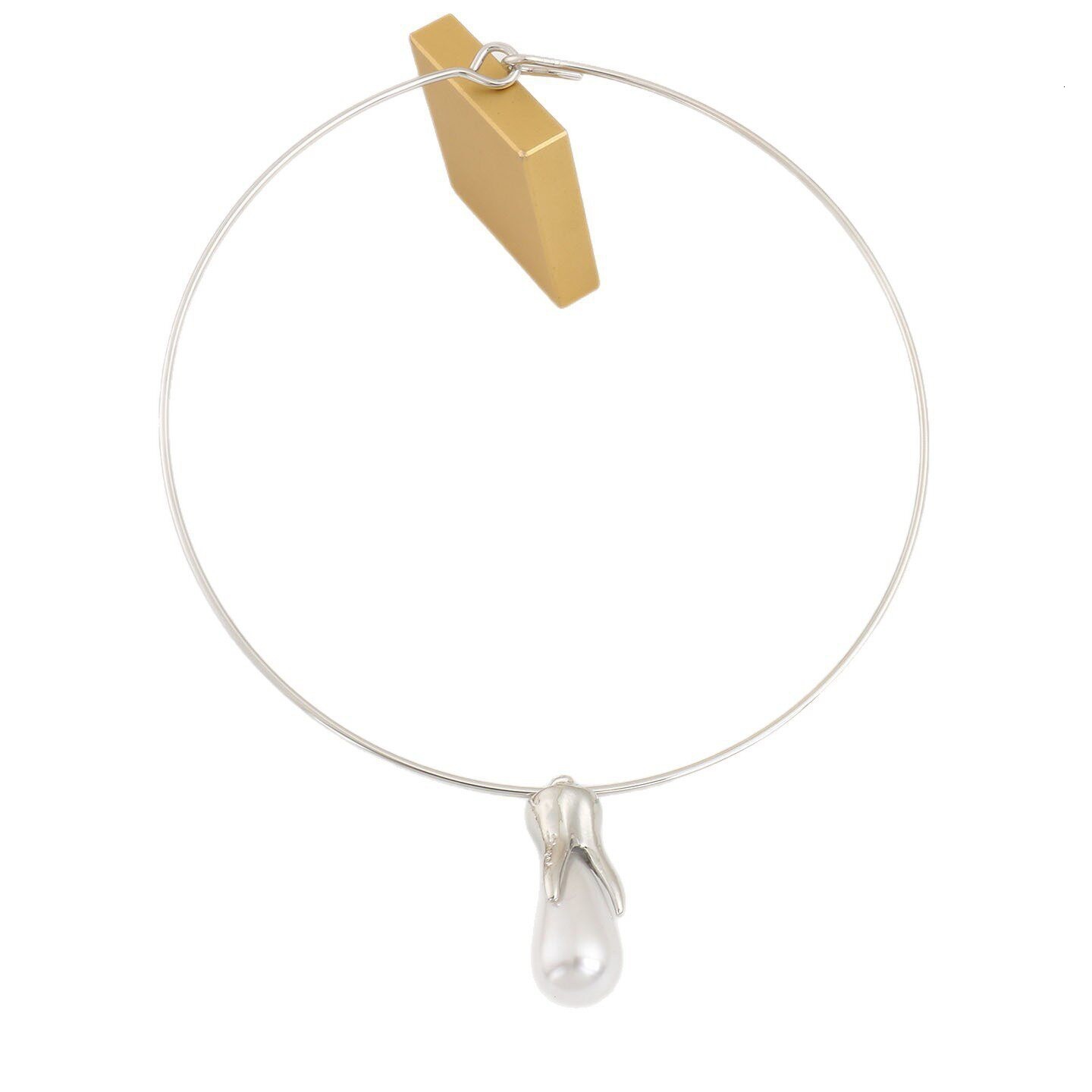 Unique Minimalist gold Pearl Choker Necklace for Women with Water Drop Pendant, Collarbone Chain, New Style